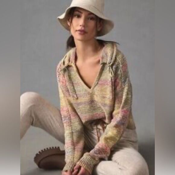 Daily Practice for Anthropologie Striped Multicolor V-Neck Sweater, size XS - Picture 9 of 9